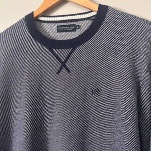 Southern Tide Sweater Mens XL Navy Blue White Crewneck Textured Cotton Blend